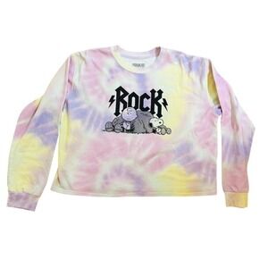 Peanuts Snoopy Charlie Brown Tie Dye Cropped‎ Sweatshirt 2XL band style top boxy